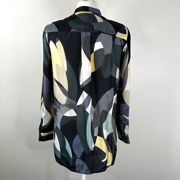 Lafayette 148 Blouse Womens Small Brayden Ornamental Mosaic Silk Button Front - Picture 8 of 13